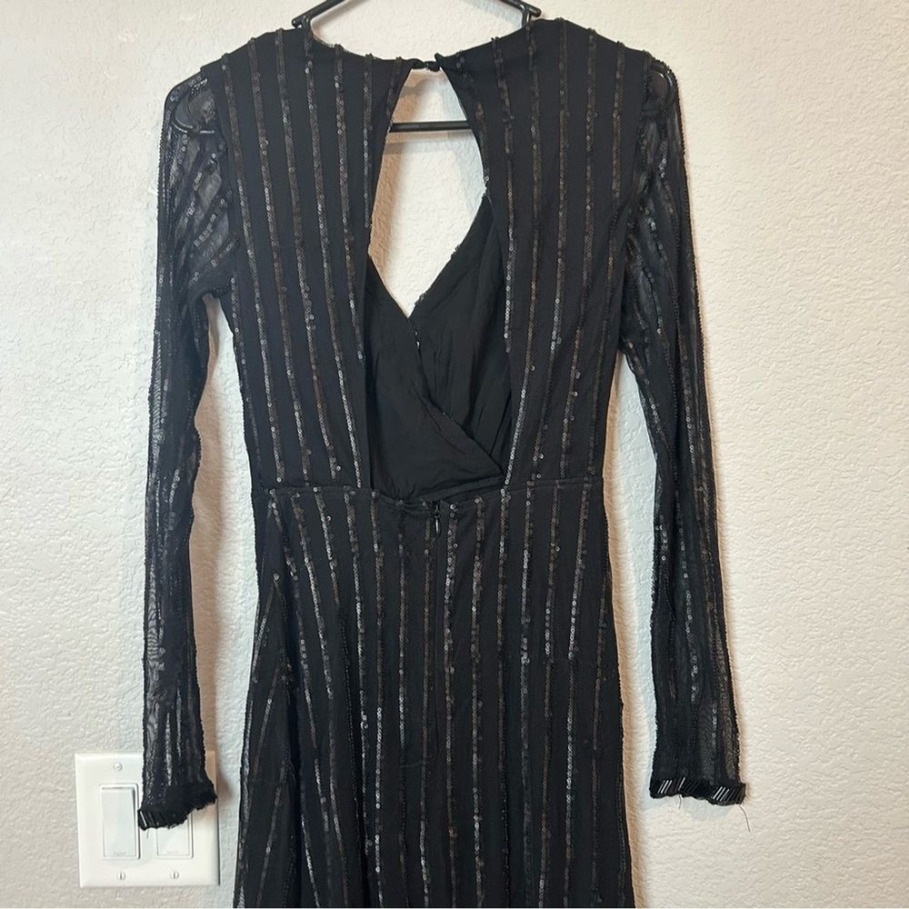 THE JETSET DIARIES Fiesta Faux Wrap Maxi Dress Black Sequin & Beaded XS - Picture 8 of 12